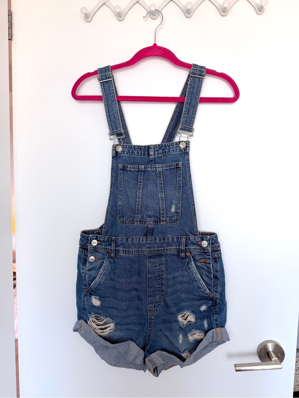 H&M Blue Distressed Denim Jumpsuit Overalls